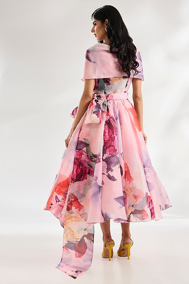 Pink Organza Wrap Party Wear Dress by Gauri And Nainika at Pernia's Pop Up Shop
