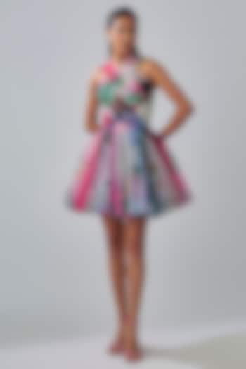 Multi-Colored Tulle & Mikado Mini Party Wear Dress by Gauri and Nainika at Pernia's Pop Up Shop