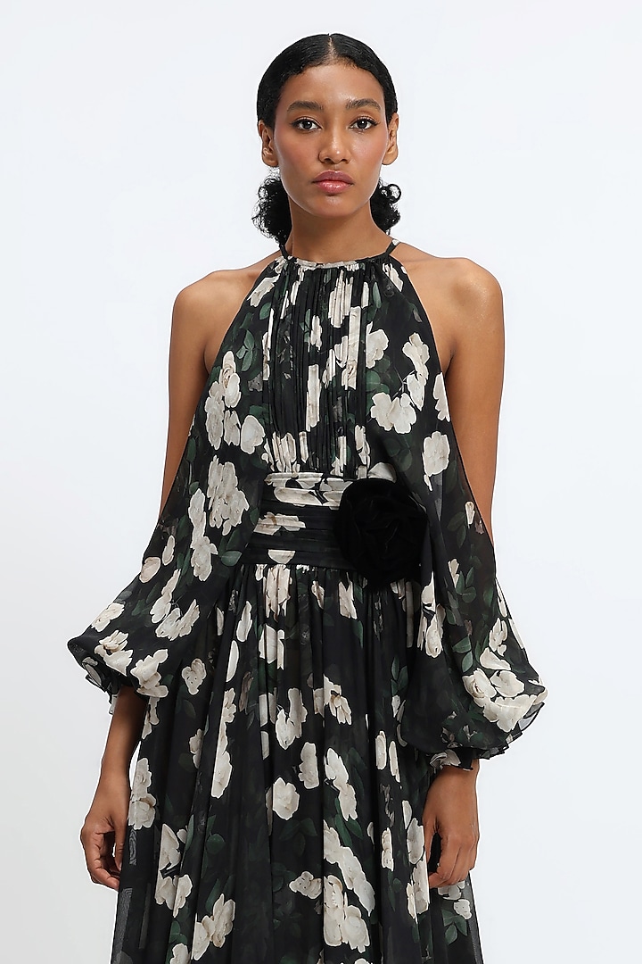 Black & White Pure Chiffon Printed Bridal Gown by Gauri and Nainika at Pernia's Pop Up Shop