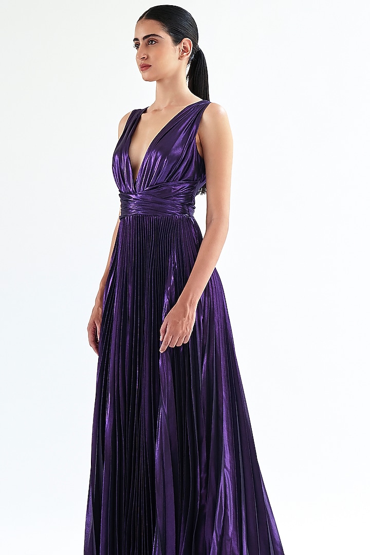 Purple Lame Bridal Gown by Gauri And Nainika at Pernia's Pop Up Shop