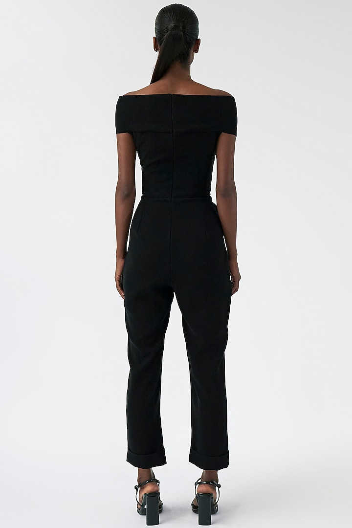 Black Micro Jumpsuit by Gauri And Nainika at Pernia's Pop Up Shop