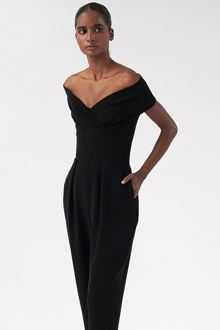 Black Micro Jumpsuit by Gauri And Nainika at Pernia's Pop Up Shop