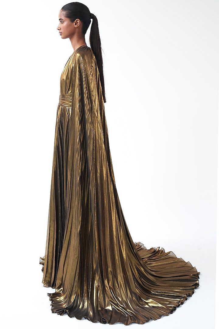 Gold Lame Bridal Gown by Gauri And Nainika at Pernia's Pop Up Shop