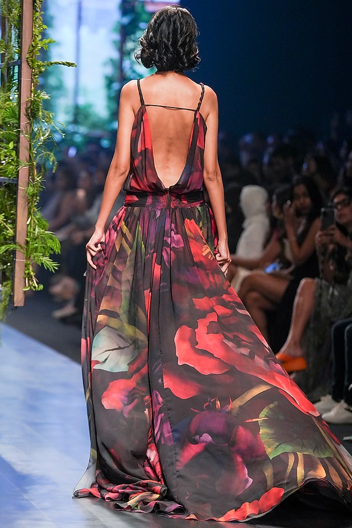 Multi-Colored Chiffon Printed Wedding Gown by Gauri and Nainika at Pernia's Pop Up Shop