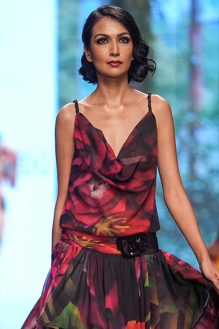 Multi-Colored Chiffon Printed Wedding Gown by Gauri and Nainika at Pernia's Pop Up Shop