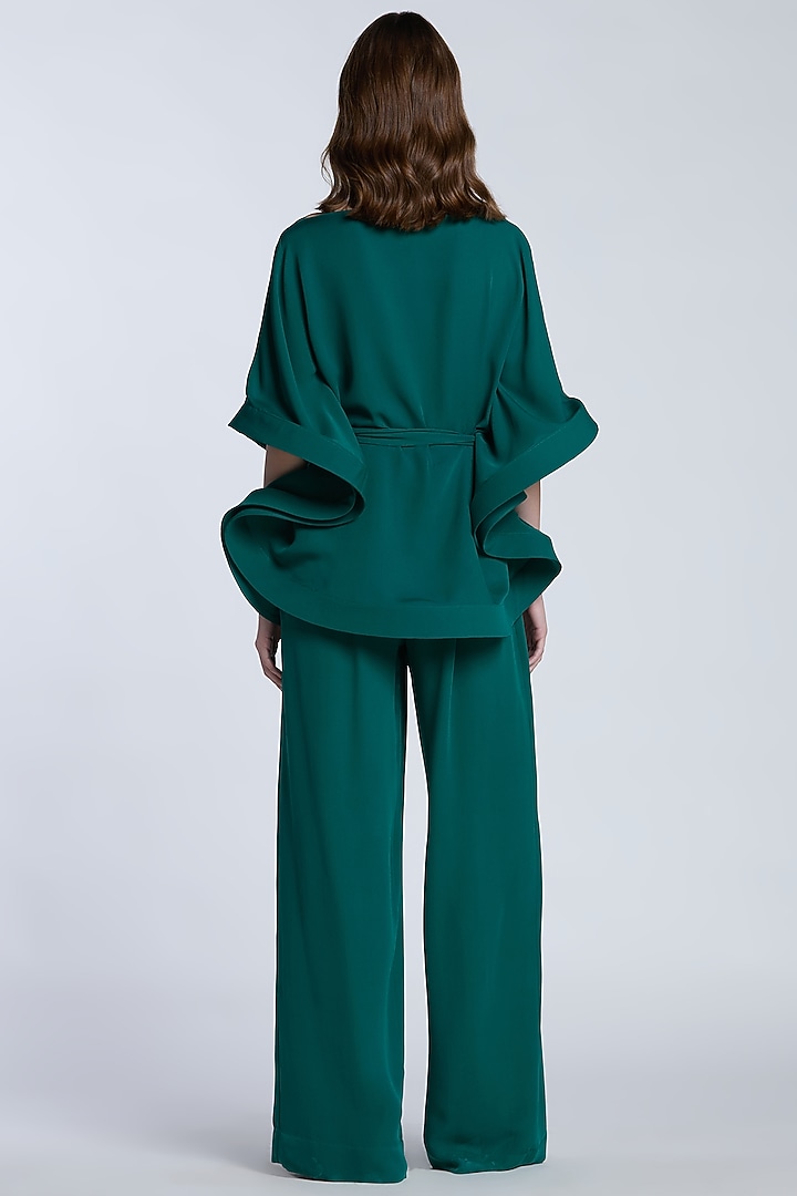 Green Crepe Co-Ord Set by Gauri And Nainika at Pernia's Pop Up Shop