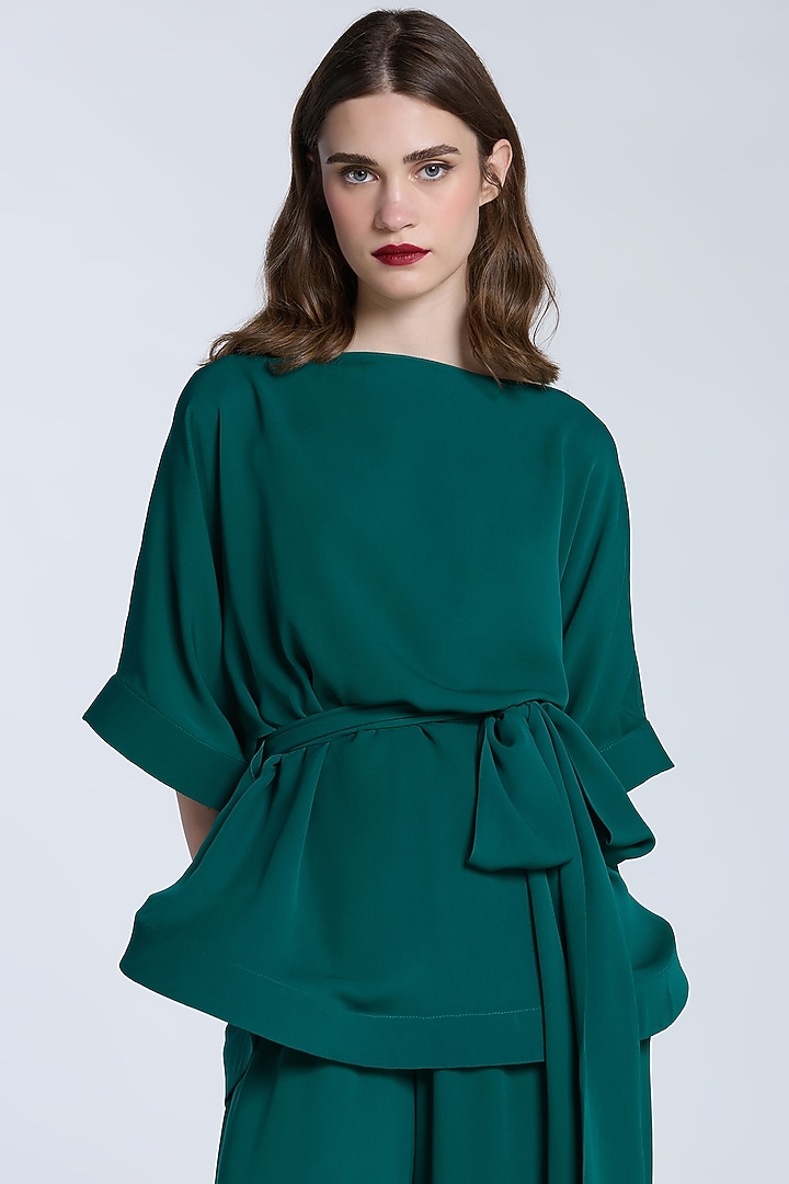 Green Crepe Co-Ord Set by Gauri And Nainika at Pernia's Pop Up Shop