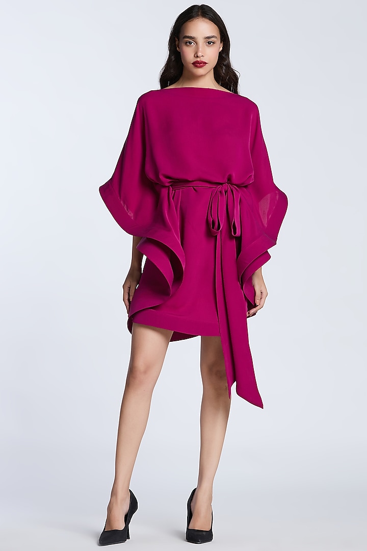 Magenta Crepe Kaftan Dress by Gauri And Nainika at Pernia's Pop Up Shop