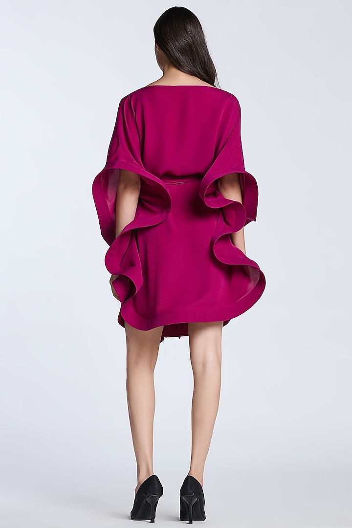 Magenta Crepe Kaftan Cocktail Dress by Gauri And Nainika at Pernia's Pop Up Shop