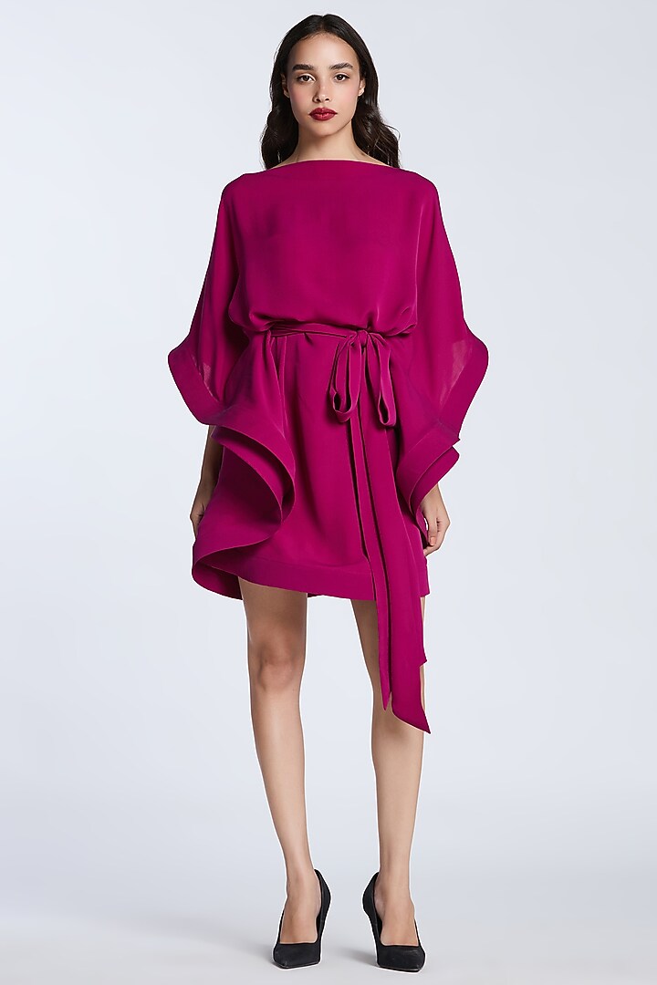 Magenta Crepe Kaftan Cocktail Dress by Gauri And Nainika at Pernia's Pop Up Shop