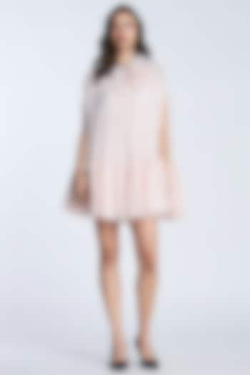 Light Pink Pure Chiffon Trapeze Dress by Gauri And Nainika at Pernia's Pop Up Shop