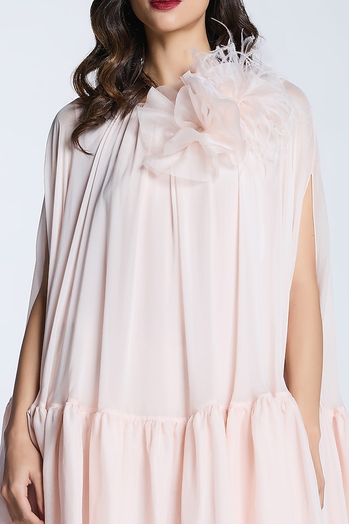 Light Pink Pure Chiffon Trapeze Party Wear Dress by Gauri And Nainika at Pernia's Pop Up Shop