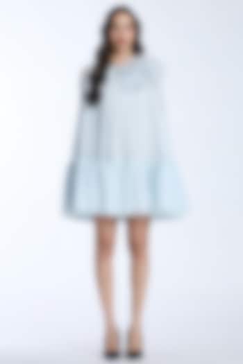 Light Blue Pure Chiffon Trapeze Dress by Gauri And Nainika at Pernia's Pop Up Shop