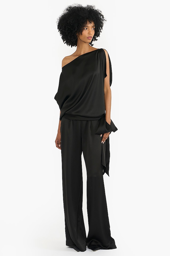 Black Satin Co-Ord Set by Gauri And Nainika at Pernia's Pop Up Shop
