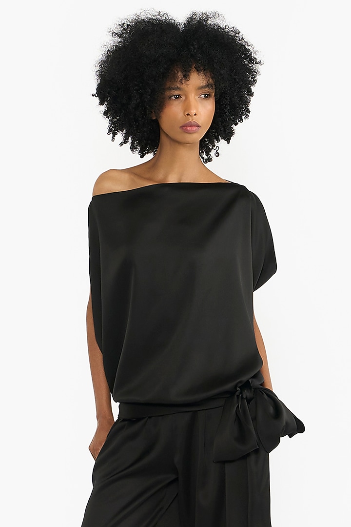 Black Satin Co-Ord Set by Gauri And Nainika at Pernia's Pop Up Shop