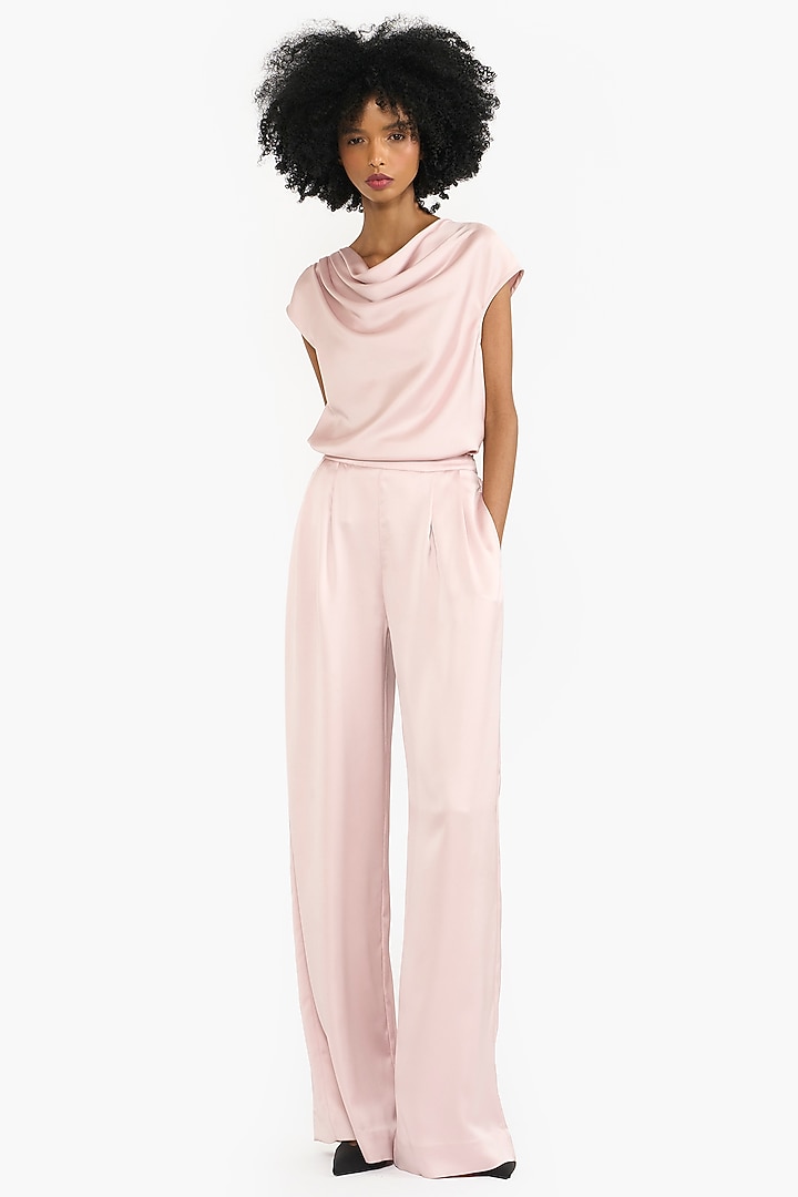 Blush Pink Satin Co-Ord Set by Gauri And Nainika at Pernia's Pop Up Shop