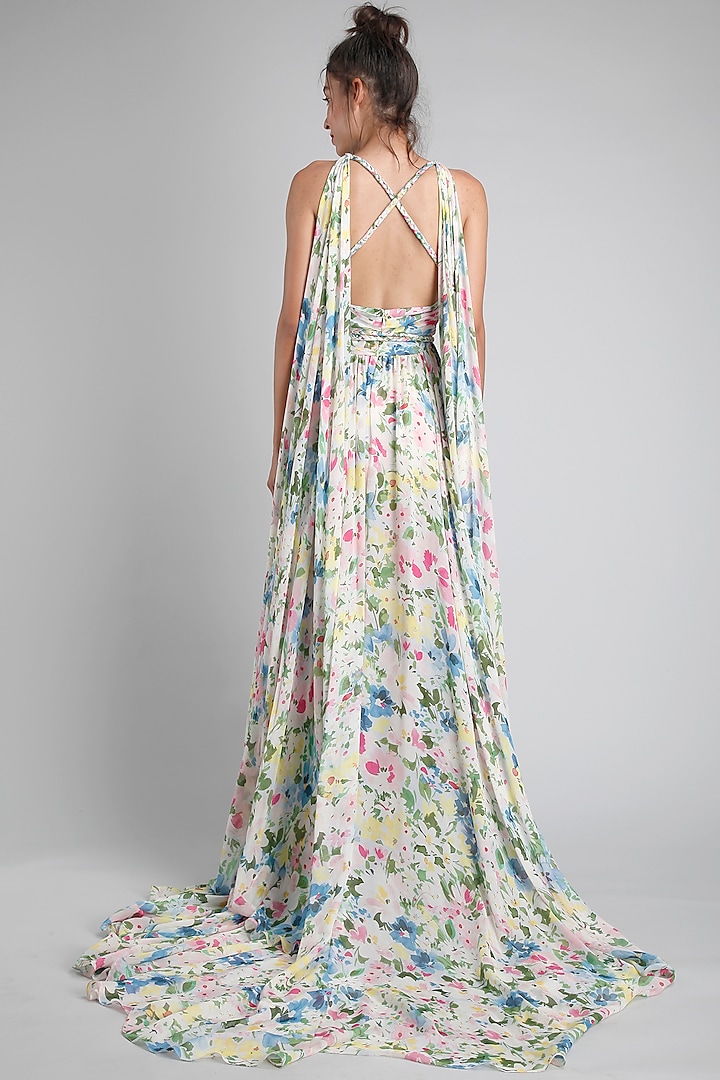 Monet Printed Gown With Belt by Gauri And Nainika at Pernia's Pop Up Shop