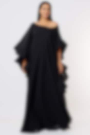 Black Viscose Georgette Gown by Gauri and Nainika