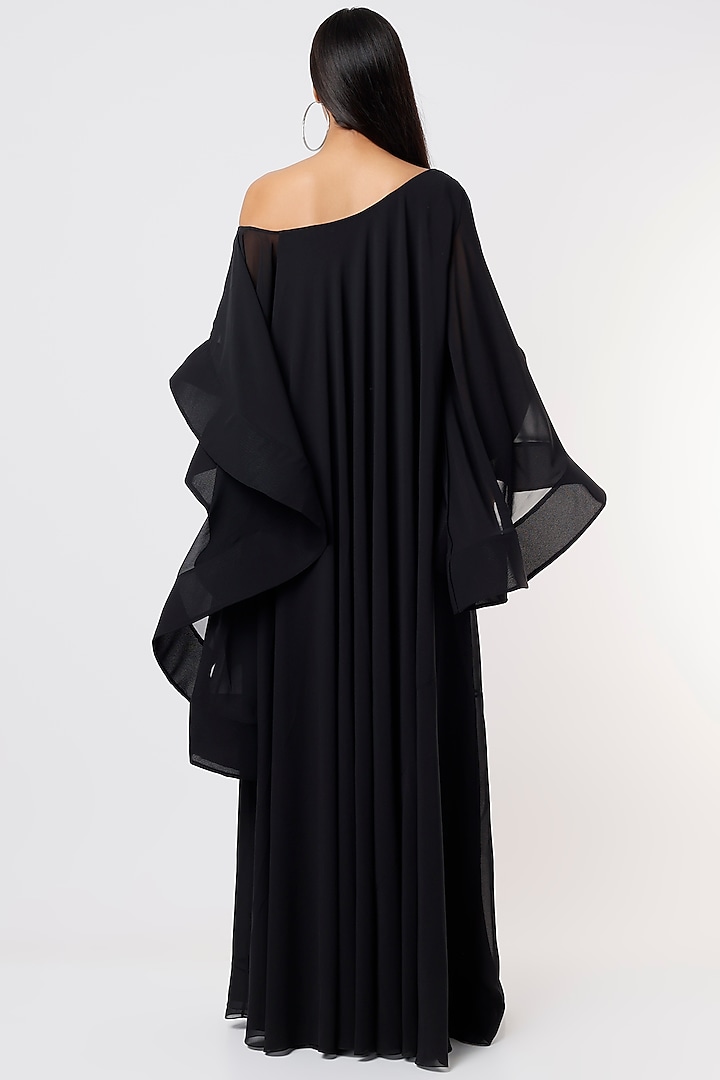 Black Viscose Georgette Gown by Gauri and Nainika at Pernia's Pop Up Shop