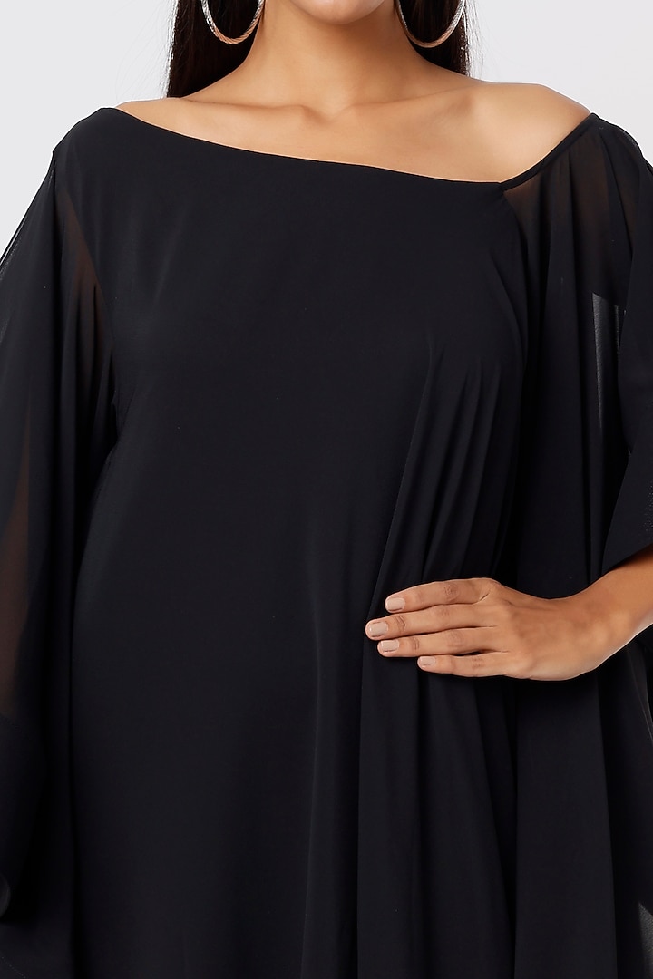 Black Viscose Georgette Gown by Gauri and Nainika at Pernia's Pop Up Shop