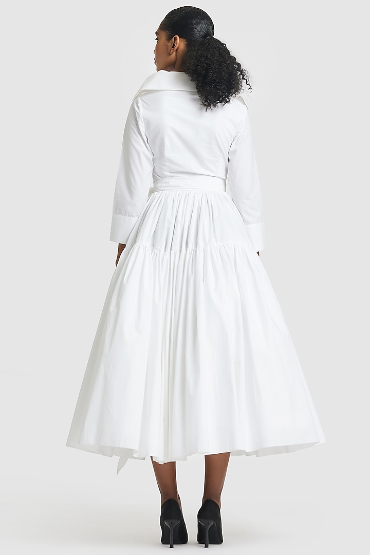 White Cotton Embroidered Party Wear Shirt Dress by Gauri And Nainika at Pernia's Pop Up Shop