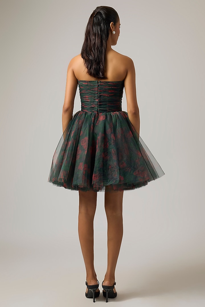 Black Tulle Mini Strapless Party Wear Dress by Gauri And Nainika at Pernia's Pop Up Shop