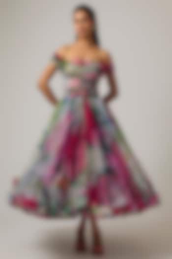Multi-Colored Net Corset Party Wear Dress by Gauri And Nainika at Pernia's Pop Up Shop