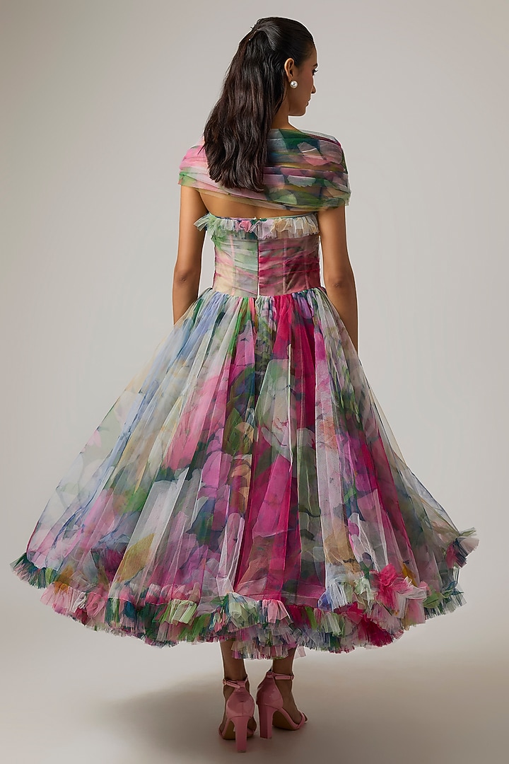 Multi-Colored Net Corset Party Wear Dress by Gauri And Nainika at Pernia's Pop Up Shop