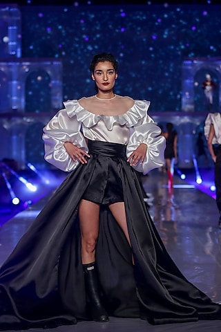 Black Shorts With Trail by Gauri and Nainika