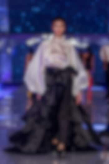 Black Layered Overskirt With Tie-Up by Gauri and Nainika at Pernia's Pop Up Shop