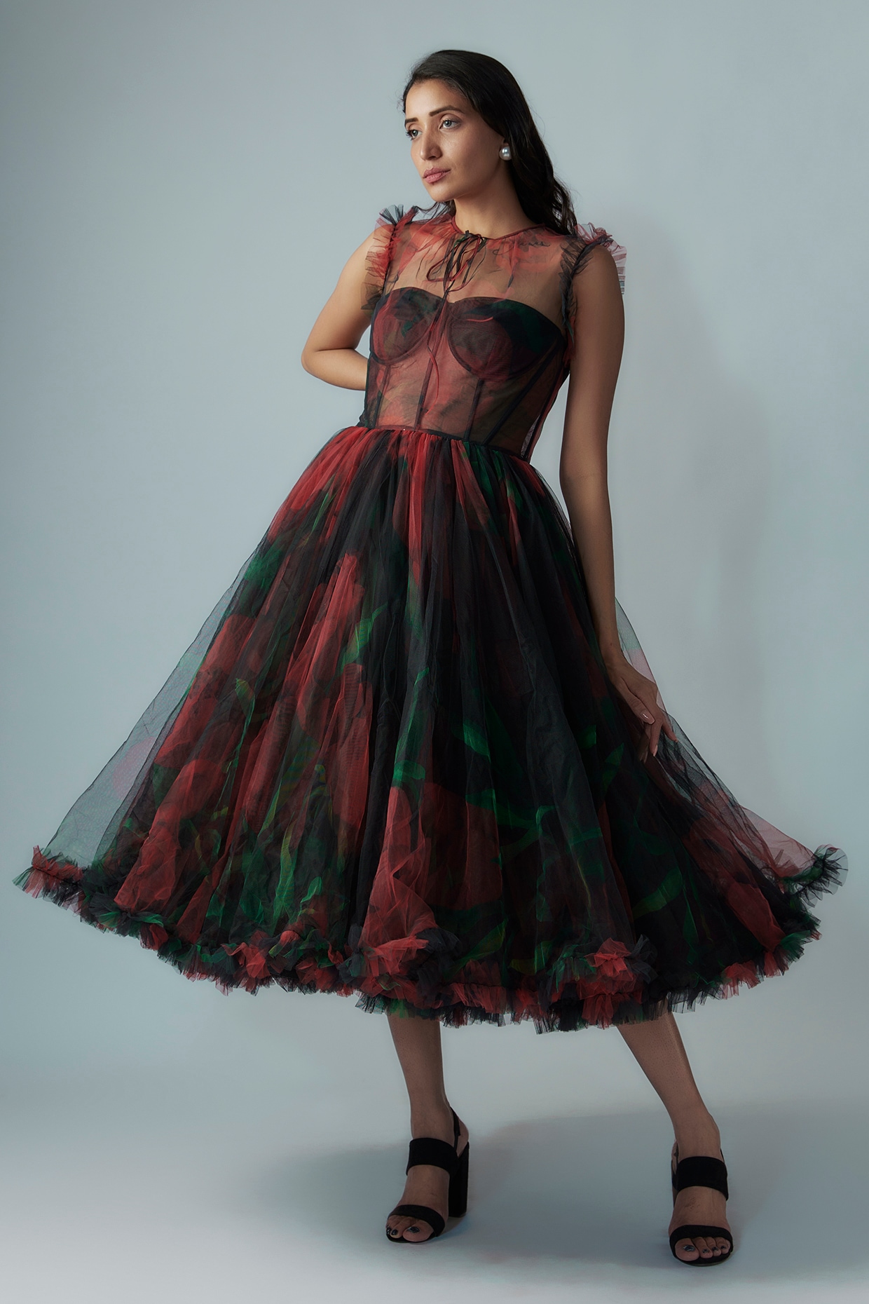 Hazel Midi Dress - 3D Flower Net Bodycon Dress in Pink | Showpo USA