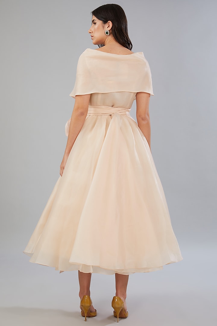 Peach Net Wrap Party Wear Dress by Gauri And Nainika at Pernia's Pop Up Shop