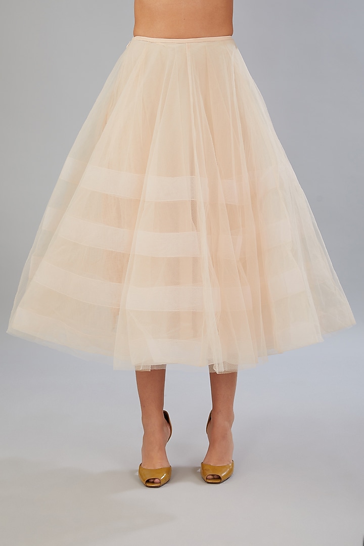Peach Net Wrap Party Wear Dress by Gauri And Nainika at Pernia's Pop Up Shop