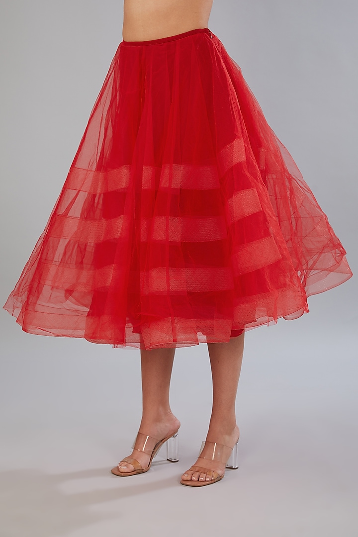 Red Organza Wrap Party Wear Dress by Gauri And Nainika at Pernia's Pop Up Shop