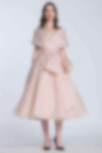 Nude Organza Wrap Party Wear Dress by Gauri and Nainika at Pernia's Pop Up Shop