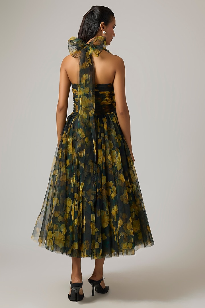 Multi-Colored Organza Halter Corset Party Wear Dress by Gauri And Nainika at Pernia's Pop Up Shop