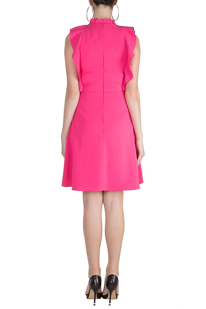 Fuchsia Halter Neck Mini Cocktail Dress by Gauri and Nainika at Pernia's Pop Up Shop