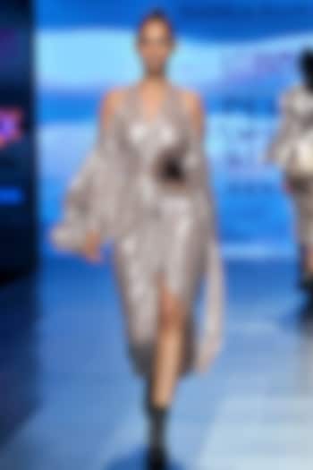 Rose Gold Wrap Party Wear Dress With Mucha by Gauri and Nainika at Pernia's Pop Up Shop