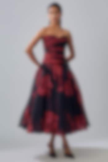 Red & Black Polyester Maxi Party Wear Dress by Gauri and Nainika at Pernia's Pop Up Shop