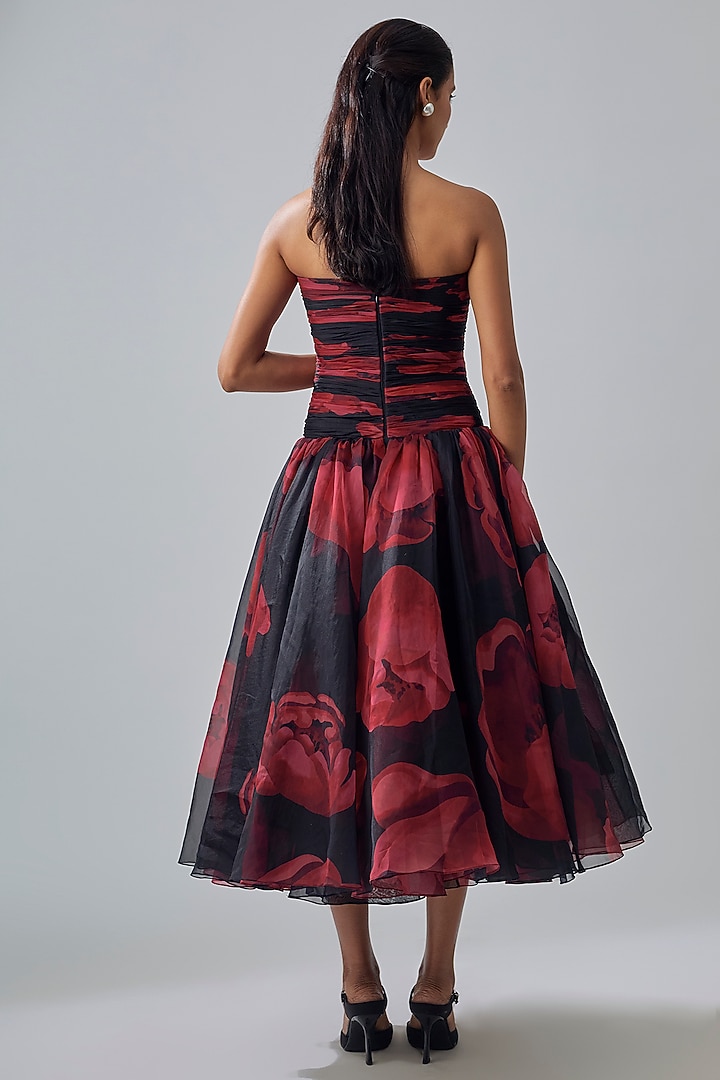 Red & Black Polyester Maxi Party Wear Dress by Gauri and Nainika at Pernia's Pop Up Shop