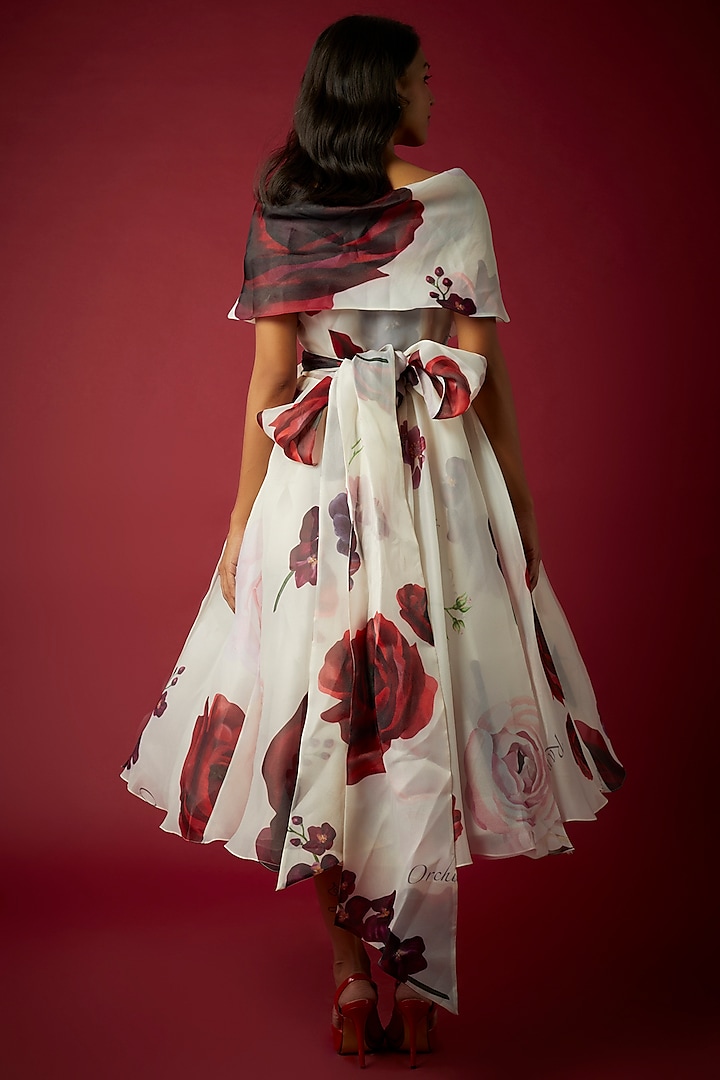 White Organza Wrap Midi Party Wear Dress by Gauri And Nainika at Pernia's Pop Up Shop