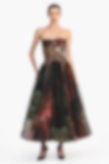 Multi-Colored Tulle Corseted Midi Party Wear Dress by Gauri And Nainika at Pernia's Pop Up Shop