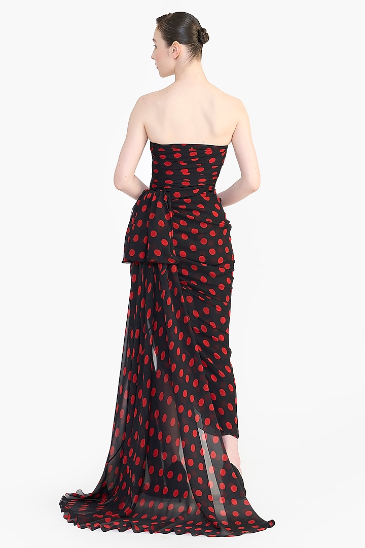 Black Chiffon Draped Corset Pencil Party Wear Dress by Gauri and Nainika at Pernia's Pop Up Shop