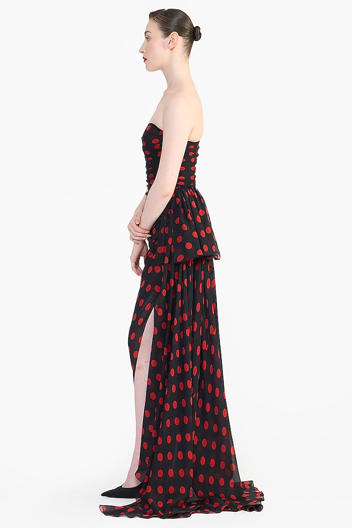 Black Chiffon Draped Corset Pencil Party Wear Dress by Gauri and Nainika at Pernia's Pop Up Shop