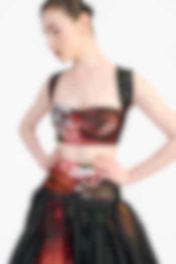 Black Organza Printed Bustier by Gauri and Nainika at Pernia's Pop Up Shop