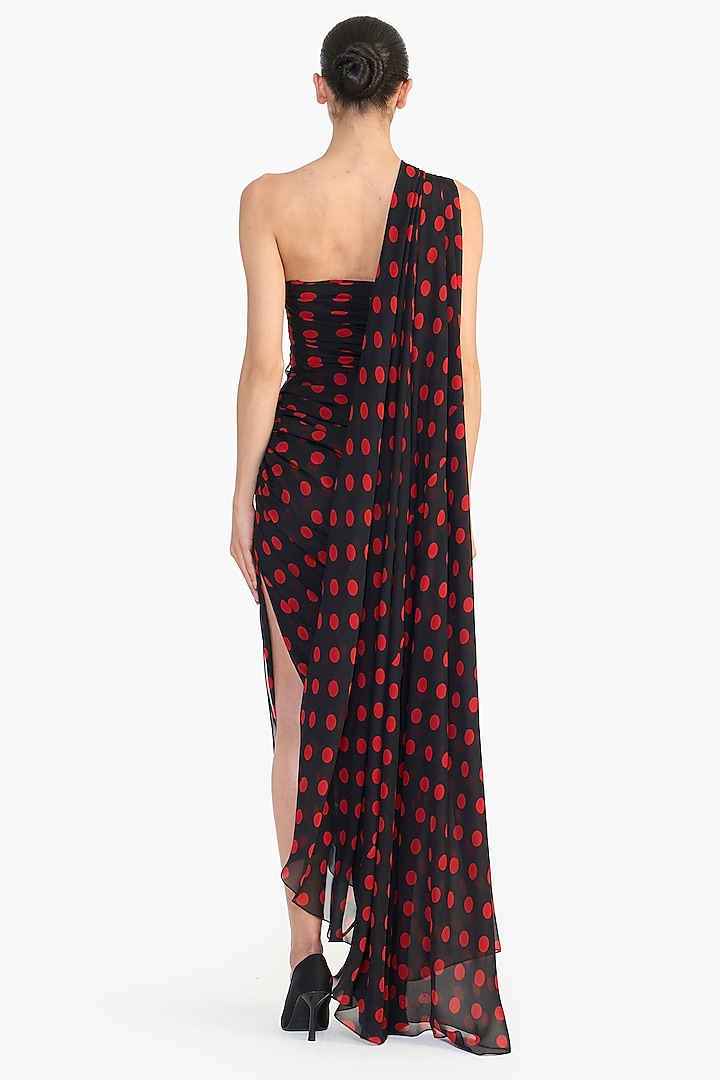 Black Chiffon Corset Pencil Draped Saree Party Wear Dress by Gauri and Nainika at Pernia's Pop Up Shop