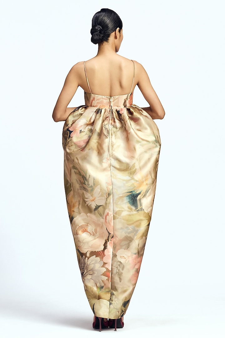 Faded Victorian Mikado Empire-Cut Party Wear Dress by Gauri And Nainika at Pernia's Pop Up Shop