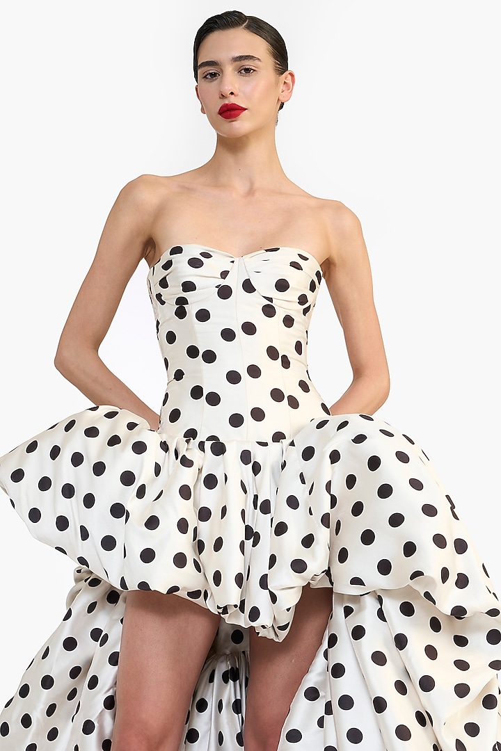 Ivory & Black Mikado High-Low Bridal Gown by Gauri and Nainika at Pernia's Pop Up Shop