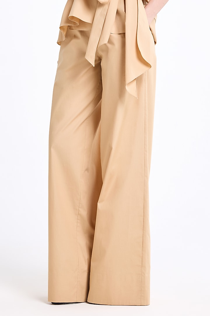 Camel Brown Poplin Cotton Co-Ord Set by Gauri and Nainika at Pernia's Pop Up Shop
