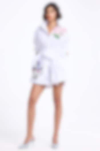White Poplin Cotton Shorts by Gauri and Nainika at Pernia's Pop Up Shop